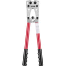 VEVOR akumulatora kabeļu spaiļu presēšanas instruments, paredzēts alumīnija spailēm 6–50 mm², ar 60 alumīnija gredzenveida savienotājiem un 6 presēšanas uzgaļu komplektu, piemērots smagsvara vadu spailēm