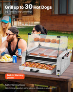 Elektriskais hotdogu grils ar 11 rullīšiem un maizīšu sildītāju, 2400 W