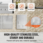 VEVOR BBQ piekļuves durvis, 610 x 431 mm, nerūsējošais tērauds, ar rokturi un ventilācijām, piemērotas āra virtuvei