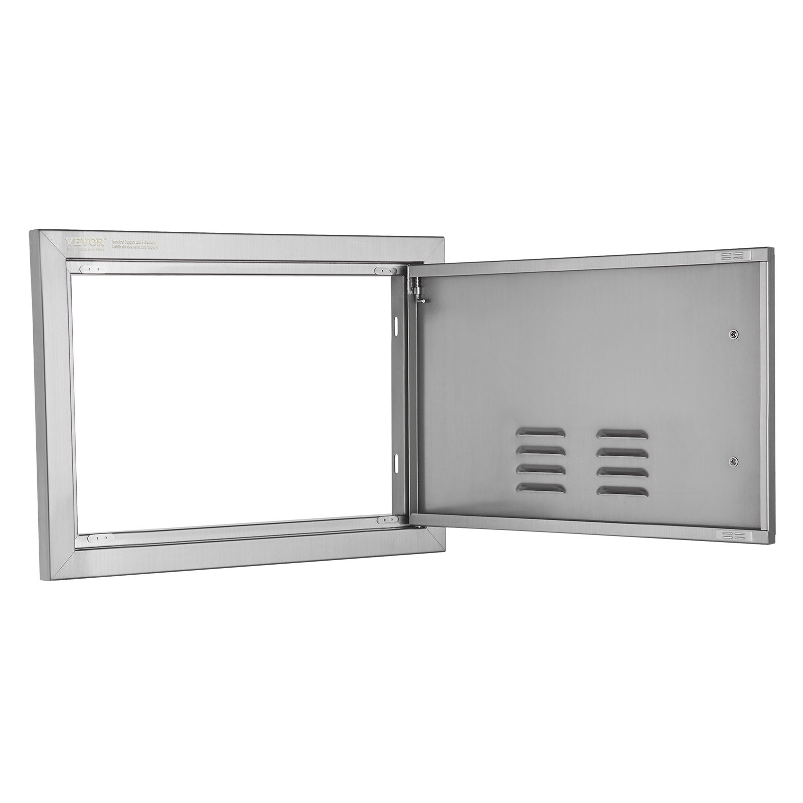 VEVOR nerūsējošā tērauda iebūvējamas āra virtuves durvis 508 × 356 mm, ar rokturi un ventilāciju