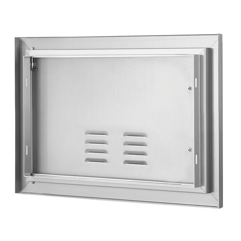 VEVOR nerūsējošā tērauda iebūvējamas āra virtuves durvis 508 × 356 mm, ar rokturi un ventilāciju