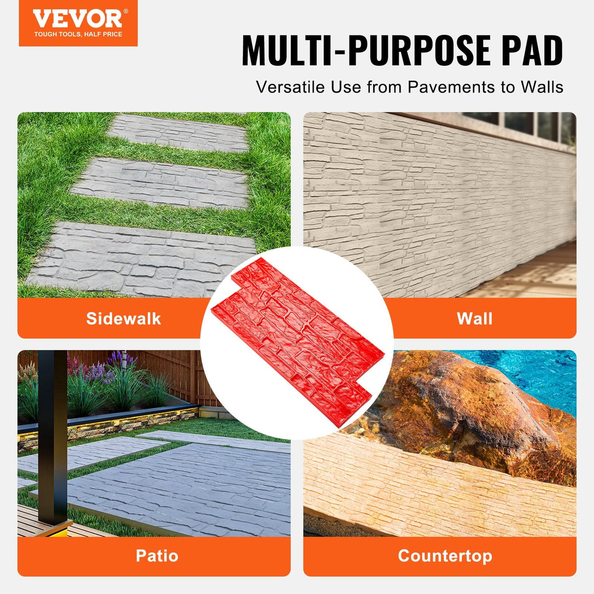 VEVOR 740 x 330 mm veidne dekoratīvu rakstu veidošanai uz betona grīdām, terasēm, baseinu zonās u.c.
