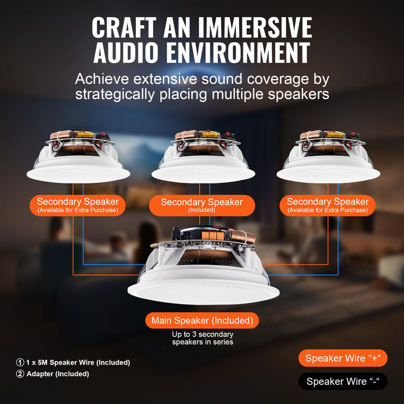 VEVOR Bluetooth griestu skaļruņi, 16,5 cm, 150 W, iebūvējami, 2 gab.