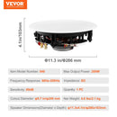 VEVOR 200 mm griestu skaļrunis, 200 W, iebūvējams griestos vai sienā, ar 8 Ω impedanci un 89 dB jutību, piemērots mājai — virtuvei, dzīvojamai istabai, guļamistabai vai pārsegtām āra terasēm, viengabala