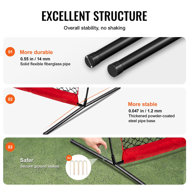 VEVOR Aizsargtīkls ar Barjeru 488x305 cm – Pārnēsājams Sporta Tīkls ar Pārnēsājamo Somu, Aizsargekrāns Beisbolam, Softbolam, Lakrosam, Futbolam un Hokejam, Piemērots Pagalmam un Treniņiem