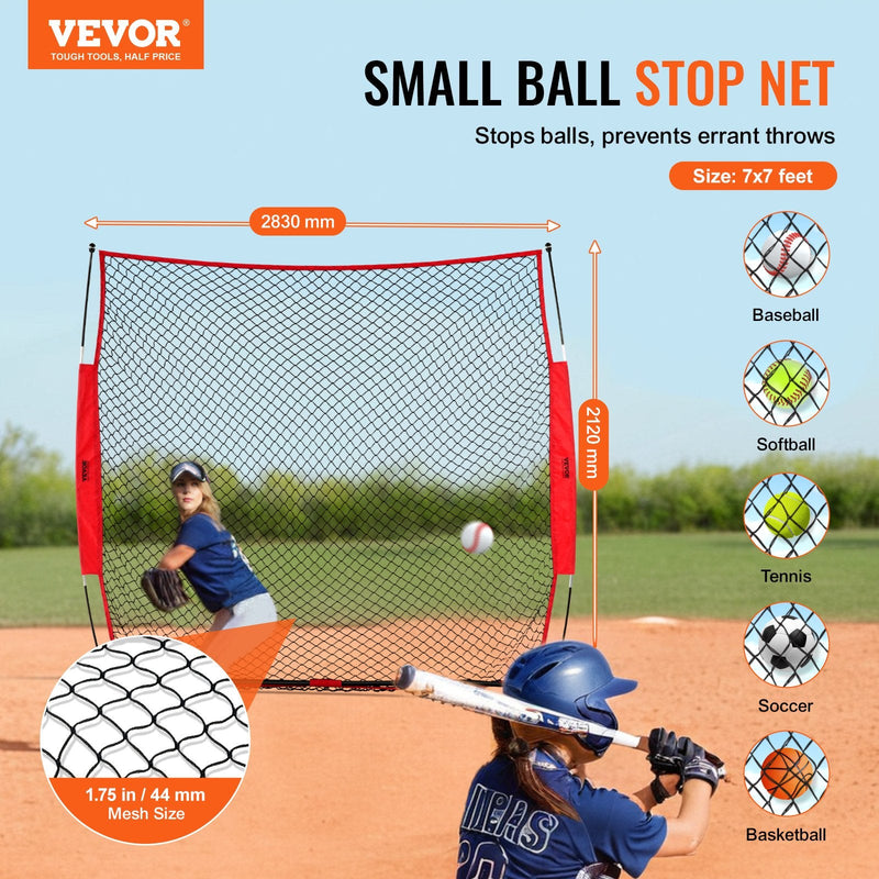 VEVOR 2,13 x 2,13 m Pārnēsājams Aizsargtīkls Sportam ar Pārnēsājamo Somu, Piemērots Beisbolam, Softbolam, Lakrosam, Futbolam un Hokejam