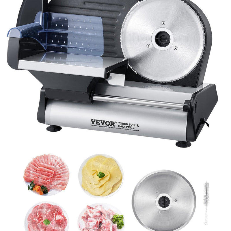 VEVOR 180W Elektriskais Gaļas Sagriezējs, 19 cm, Gaļas, Maizes un Siera griešanai