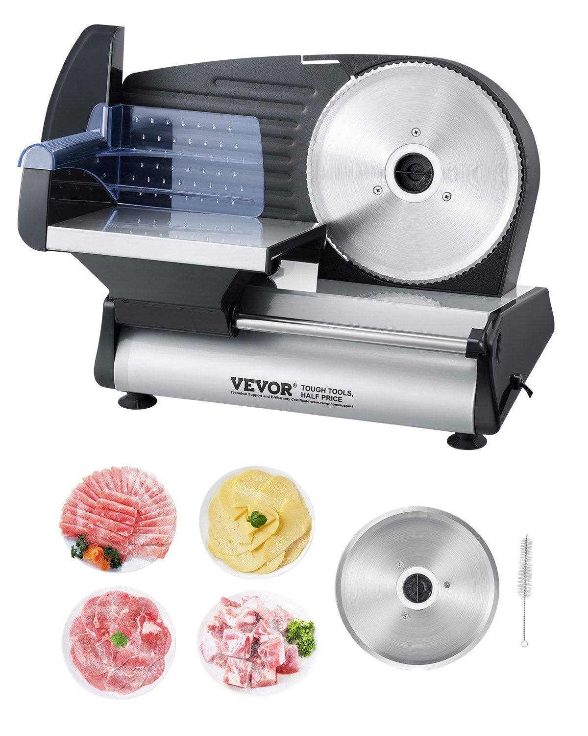 VEVOR 180W Elektriskais Gaļas Sagriezējs, 19 cm, Gaļas, Maizes un Siera griešanai