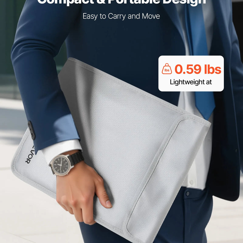 VEVOR ugunsdroša dokumentu soma, karstumizturīga līdz 650 ℃, uguns- un ūdensdroša ar gludu rāvējslēdzēju, pārnēsājams failu uzglabāšanas organizators mājām, birojam vai ceļojumiem, piemērota pasēm, svarīgiem dokumentiem un failiem