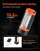 VEVOR LED darba gaisma ar statīvu, 13,2 Ah akumulators, uzlādējama bezvadu konstrukcijas un kempinga lampa ar 3 gaismas galvām, noņemamu trijkāja statīvu, spilgtums 2200 lūmeni, 3000–6500 K regulējama gaisma, pārnēsājama darba vietām