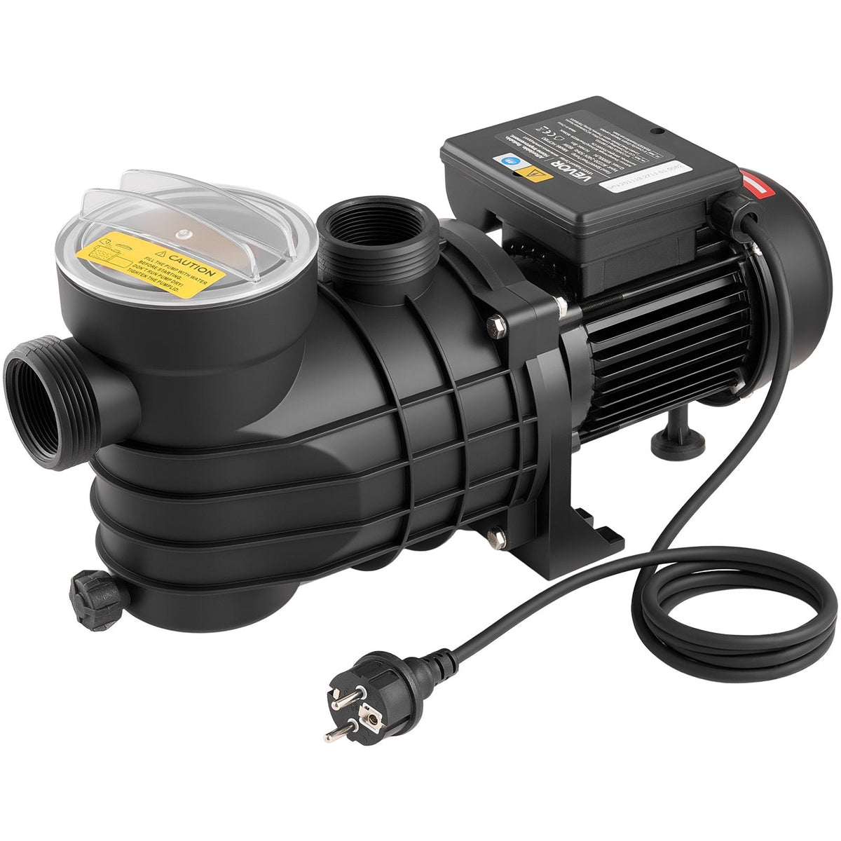 VEVOR Virszemes Baseina Sūknis 180 W, Maks. Plūsma 10 800 L/h, Viena Ātruma Peldbaseina Sūknis, AC 220–240 V, 2850 apgr./min., Maks. Pacelšanas Augstums 8 m, ar Filtra Grozu un Vāku, Virszemes Baseiniem, Karstajām Vannām un SPA