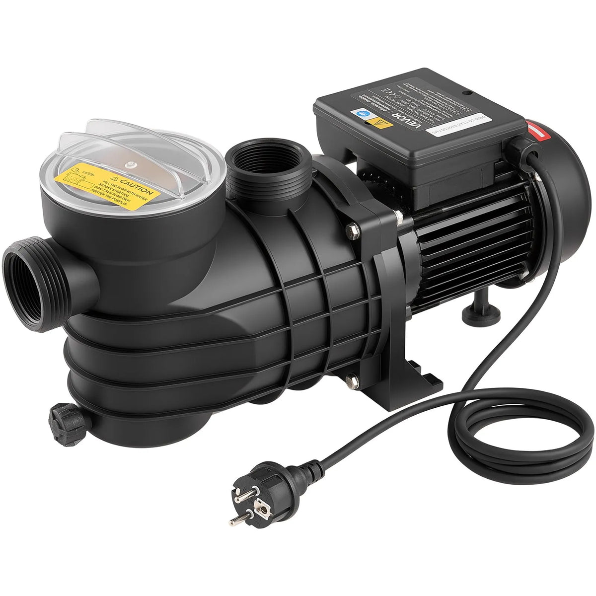 VEVOR virszemes baseina sūknis 250 W, līdz 11 700 l/h, 220–240 V, 2850 apgr./min, 8 m pacēlums, ar filtra grozu un vāku, piemērots baseiniem un spa