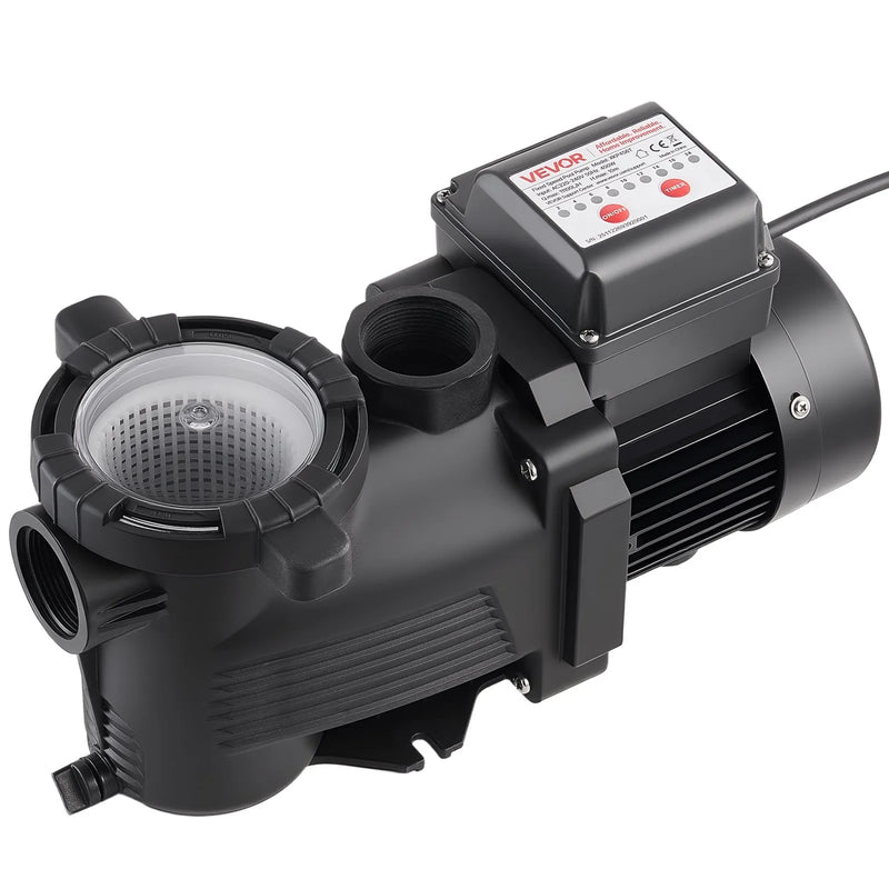 VEVOR baseina sūknis 400 W, līdz 11 100 l/h, 220–240 V, 3450 apgr./min, 10 m pacēlums, ar 24 h taimeri un filtra grozu, virszemes un iegremdētiem baseiniem, spa