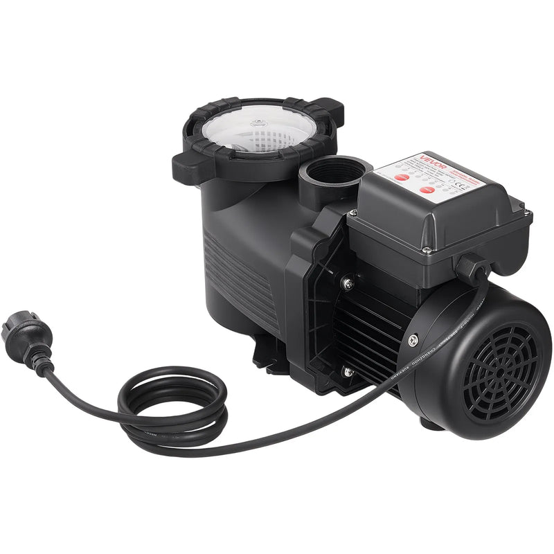 VEVOR baseina sūknis 400 W, līdz 11 100 l/h, 220–240 V, 3450 apgr./min, 10 m pacēlums, ar 24 h taimeri un filtra grozu, virszemes un iegremdētiem baseiniem, spa