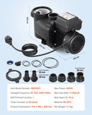 VEVOR baseina sūknis 400 W, līdz 11 100 l/h, 220–240 V, 3450 apgr./min, 10 m pacēlums, ar 24 h taimeri un filtra grozu, virszemes un iegremdētiem baseiniem, spa