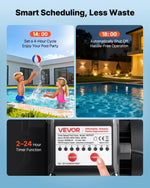 VEVOR baseina sūknis 550 W, līdz 14 000 l/h, 220–240 V, 3450 apgr./min, 12 m pacēlums, ar 24 h taimeri un filtra grozu, virszemes un iegremdētiem baseiniem, spa