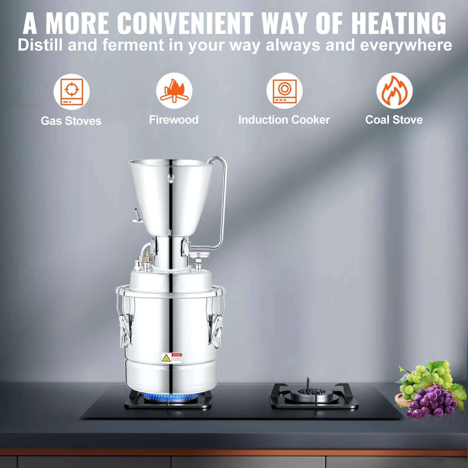 10L still with circulation pump and built-in thermoter, suitable for home brewing, alcohol distillation, essential oil extraction and water purification, compatible with gas stoves, coal stoves, wood heating, etc.