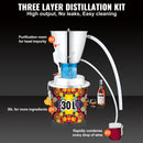 30L 304 nerūsējošā tērauda destilācijas aparāts ar 6 loku spoli un iebūvētu termotera vinometra sūkni, piemērots alkohola destilācijai, ēterisko eļļu iegūšanai un ūdens attīrīšanai