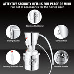 30L 304 stainless steel distillation apparatus with 6-bar coil and built-in thermoteric vonometer pump, suitable for alcohol distillation, essential oil extraction and water purification