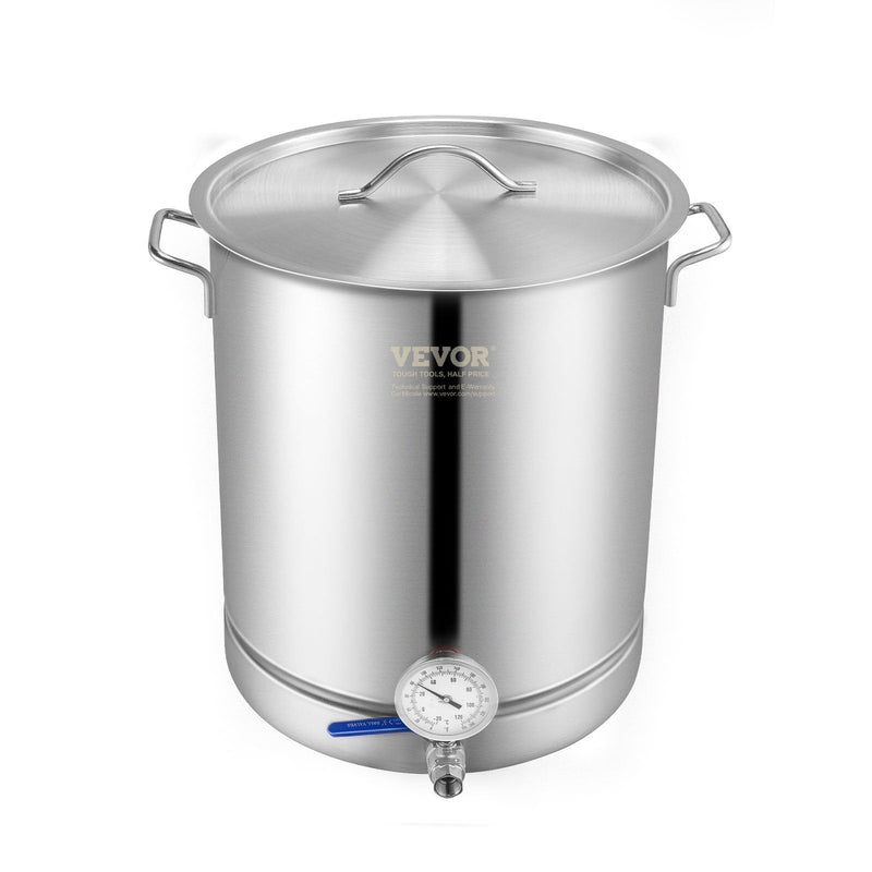 VEVOR 60L Nerūsējošā Tērauda Brūvēšanas Katls ar Tri-Ply Apakšējo Daļu, Vāku, Termometru, Filtru un Bumbiņu Vārstu