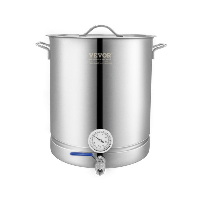 VEVOR 60L Nerūsējošā Tērauda Brūvēšanas Katls ar Tri-Ply Apakšējo Daļu, Vāku, Termometru, Filtru un Bumbiņu Vārstu