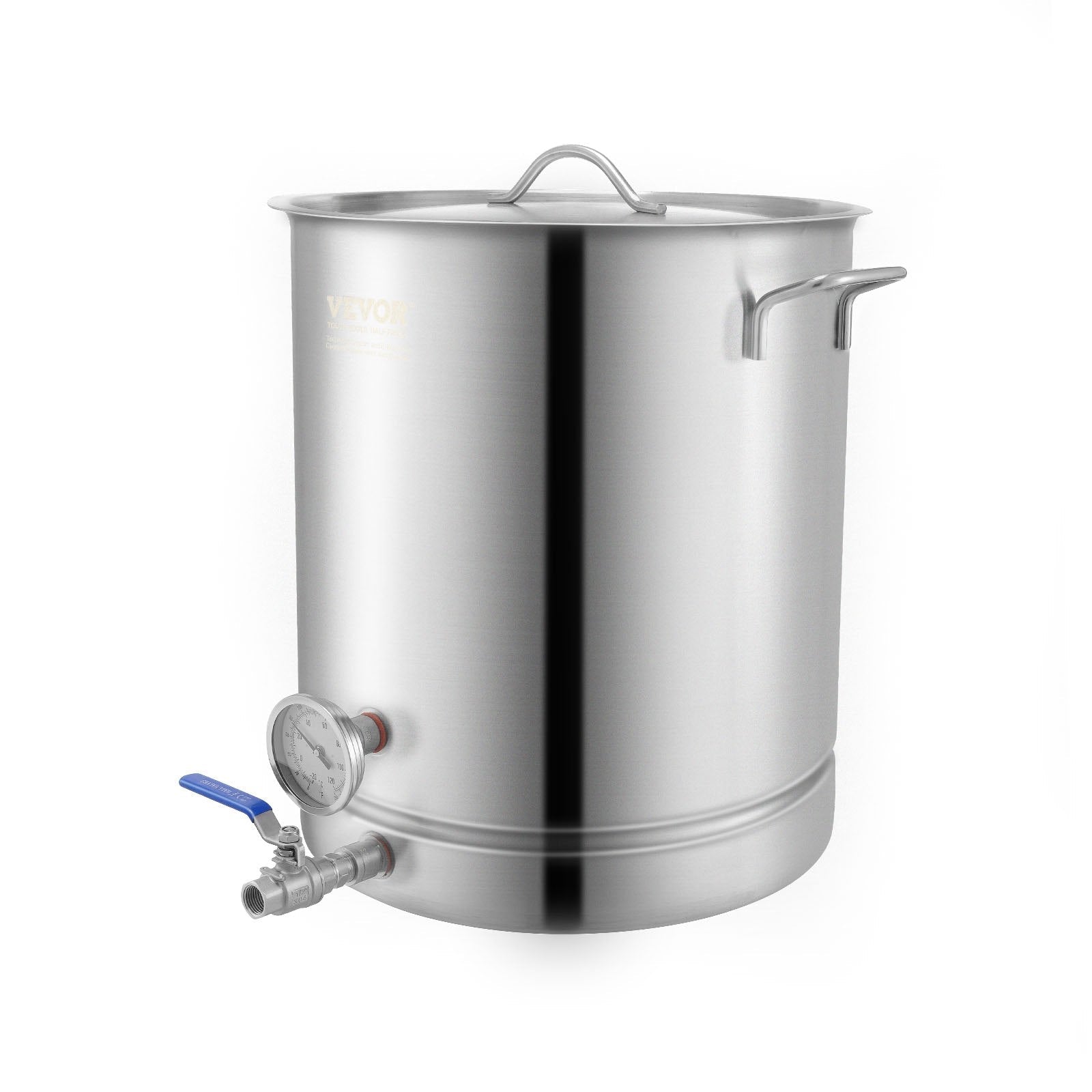 VEVOR 60L Nerūsējošā Tērauda Brūvēšanas Katls ar Tri-Ply Apakšējo Daļu, Vāku, Termometru, Filtru un Bumbiņu Vārstu