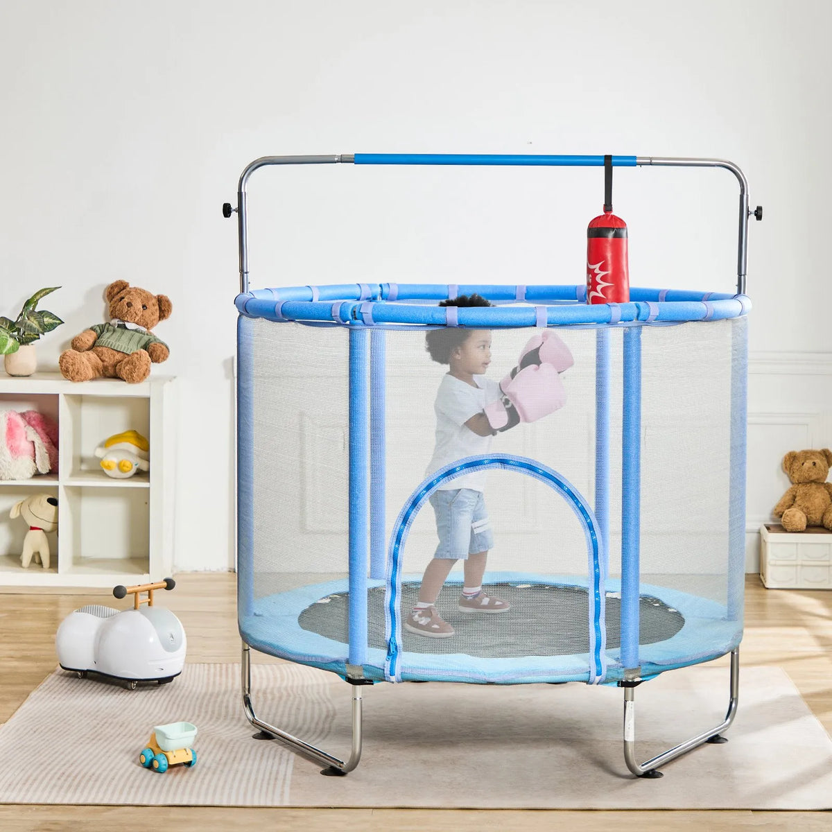 Bērnu batuts 140 cm mini mazuļiem ar tīklu iekštelpām un ārtelpām