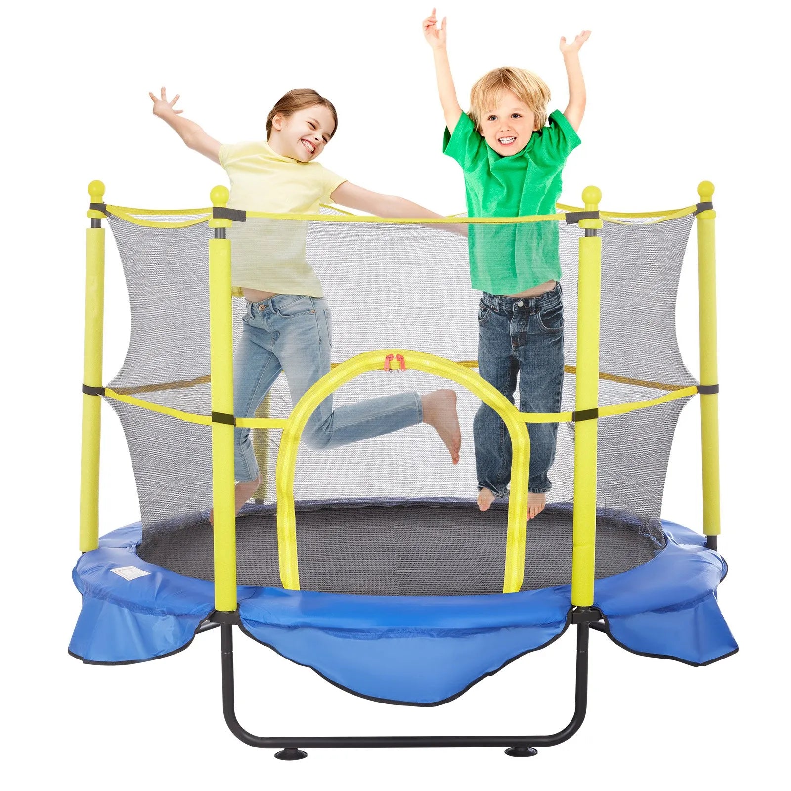 152 cm bērnu batuts ar drošības tīklu, basketbola grozu un jūras bumbiņām, mini batuts mazuļiem iekštelpām un ārtelpām, dzimšanas dienas dāvana bērniem no 3 gadiem         Jautāt ChatGPT