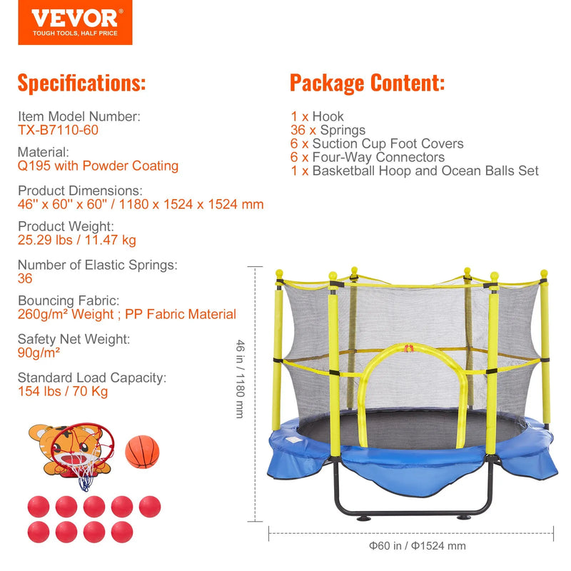 152 cm bērnu batuts ar drošības tīklu, basketbola grozu un jūras bumbiņām, mini batuts mazuļiem iekštelpām un ārtelpām, dzimšanas dienas dāvana bērniem no 3 gadiem         Jautāt ChatGPT