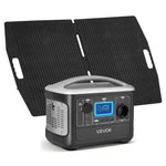 VEVOR portatīvā elektroenerģijas stacija ar 100 W saules paneli, 600 W saules ģenerators ar 493 Wh LiFePO4 akumulatoru un 7 izvades portiem mājas ārkārtas situācijām, kempingam un RV ceļojumiem