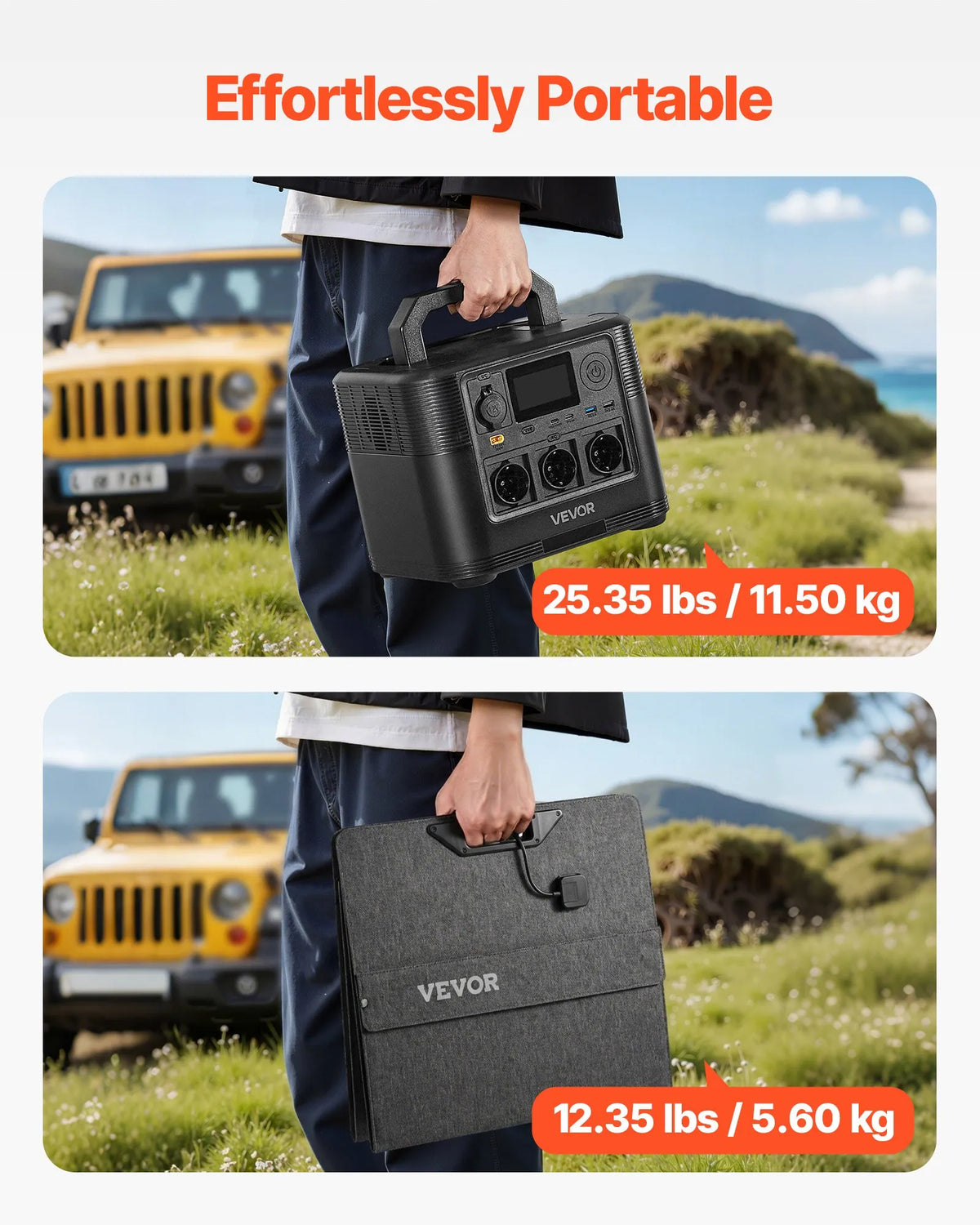 VEVOR portatīvā elektroenerģijas stacija ar 200 W saules paneli, 1200 W saules ģenerators ar 806 Wh LiFePO4 akumulatoru un 9 izvades portiem mājas avārijas situācijām, kempingam un RV ceļojumiem