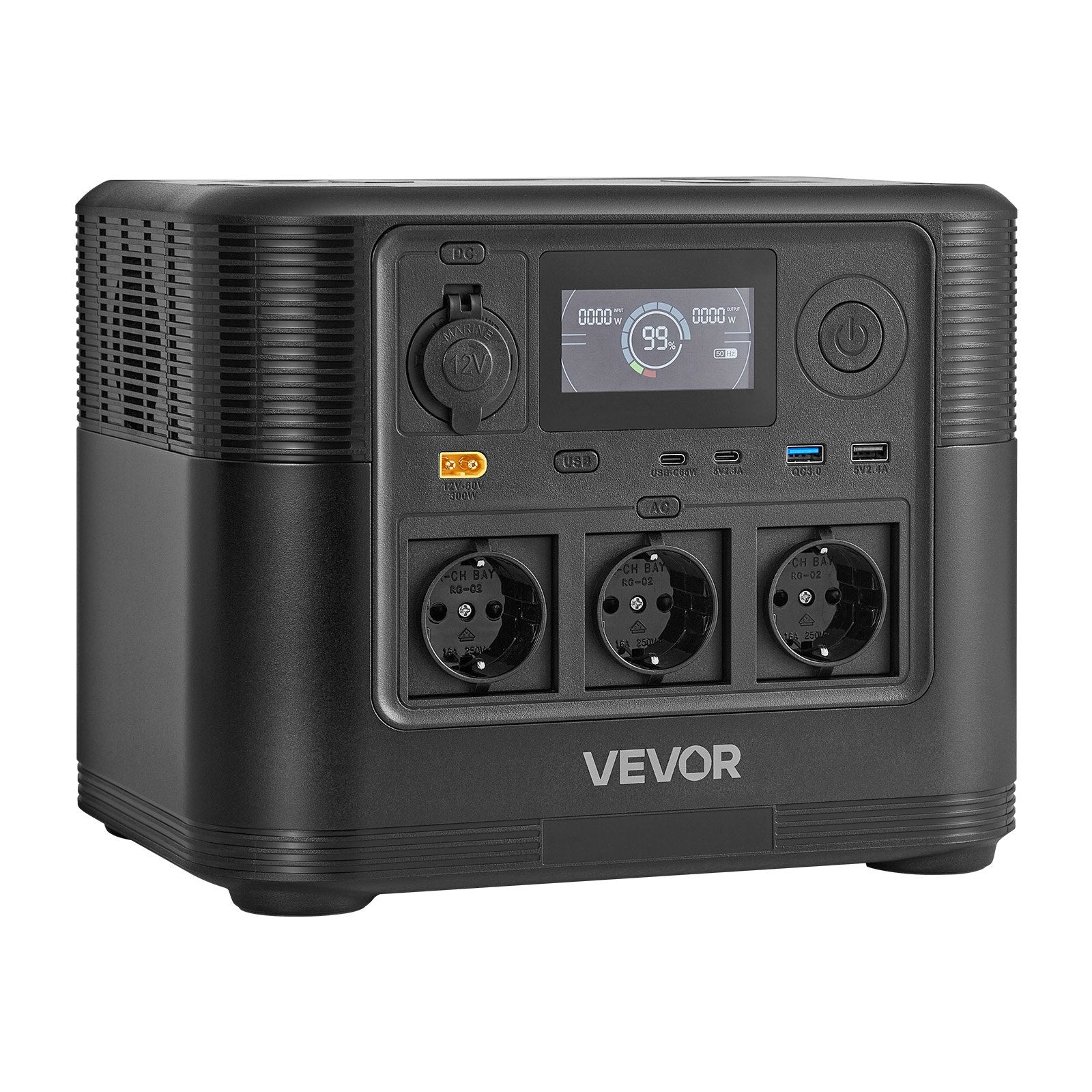 VEVOR pārnēsājama elektroenerģijas stacija 1800 W ar 1008 Wh LiFePO4 akumulatoru, saules ģeneratora akumulatoru stacija ar 8 izejas portiem mājas avārijas barošanai, kempingam un RV ceļojumiem (saules panelis nav iekļauts)