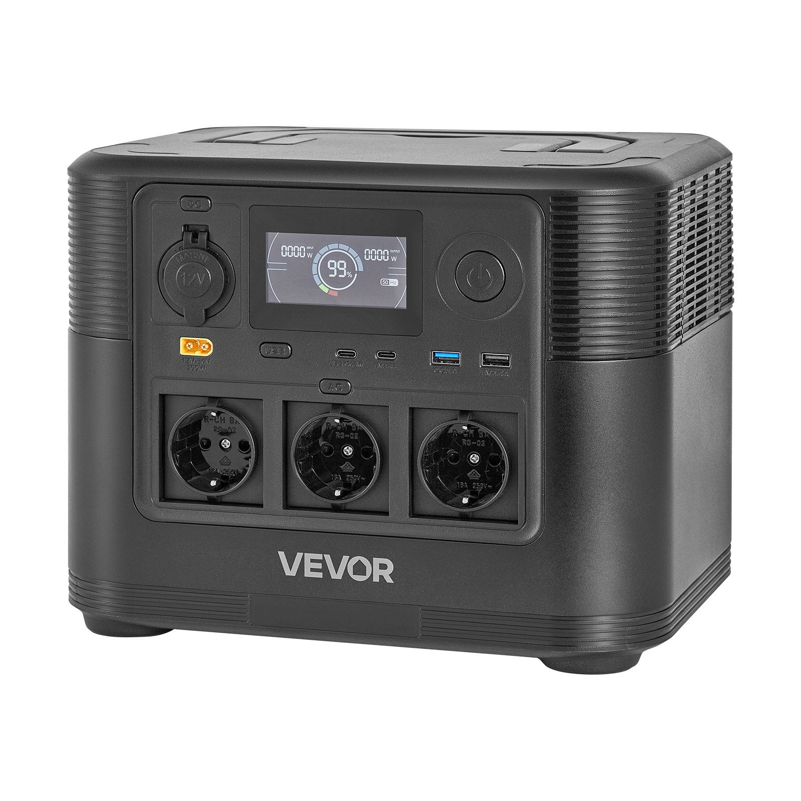 VEVOR pārnēsājama elektroenerģijas stacija 1800 W ar 1008 Wh LiFePO4 akumulatoru, saules ģeneratora akumulatoru stacija ar 8 izejas portiem mājas avārijas barošanai, kempingam un RV ceļojumiem (saules panelis nav iekļauts)