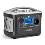 VEVOR pārnēsājama elektroenerģijas stacija 600 W ar 493 Wh LiFePO4 akumulatoru, saules ģeneratora akumulatoru stacija ar 7 izejas portiem mājas avārijas barošanai, kempingam un RV ceļojumiem (saules panelis nav iekļauts)