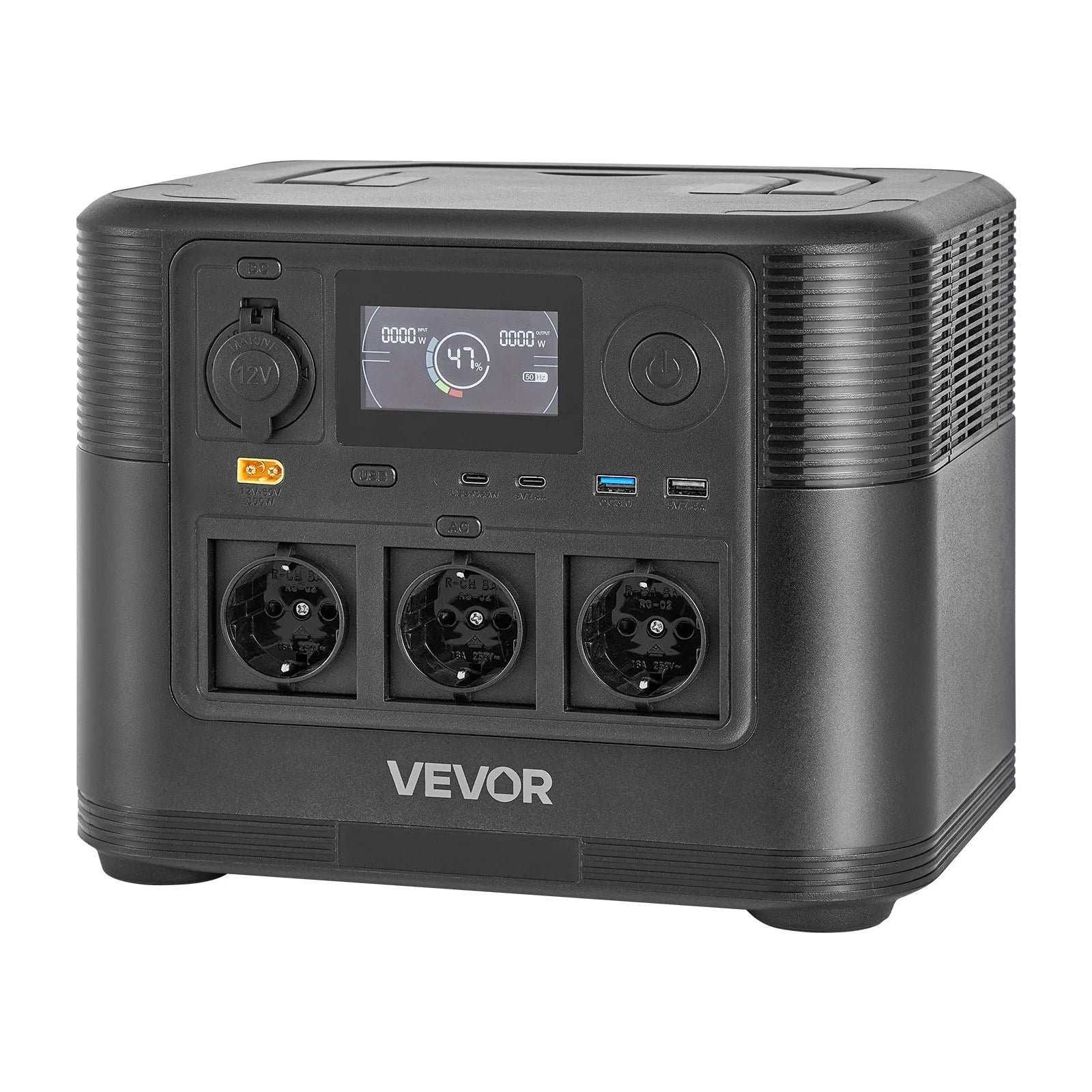 VEVOR pārnēsājama elektroenerģijas stacija 1200 W ar 806 Wh LiFePO4 akumulatoru, saules ģeneratora akumulatoru stacija ar 9 izejas portiem mājas avārijas barošanai, kempingam un RV ceļojumiem (saules panelis nav iekļauts)