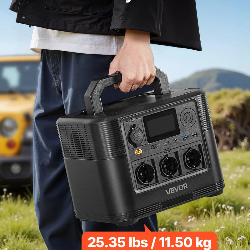 VEVOR pārnēsājama elektroenerģijas stacija 1200 W ar 806 Wh LiFePO4 akumulatoru, saules ģeneratora akumulatoru stacija ar 9 izejas portiem mājas avārijas barošanai, kempingam un RV ceļojumiem (saules panelis nav iekļauts)
