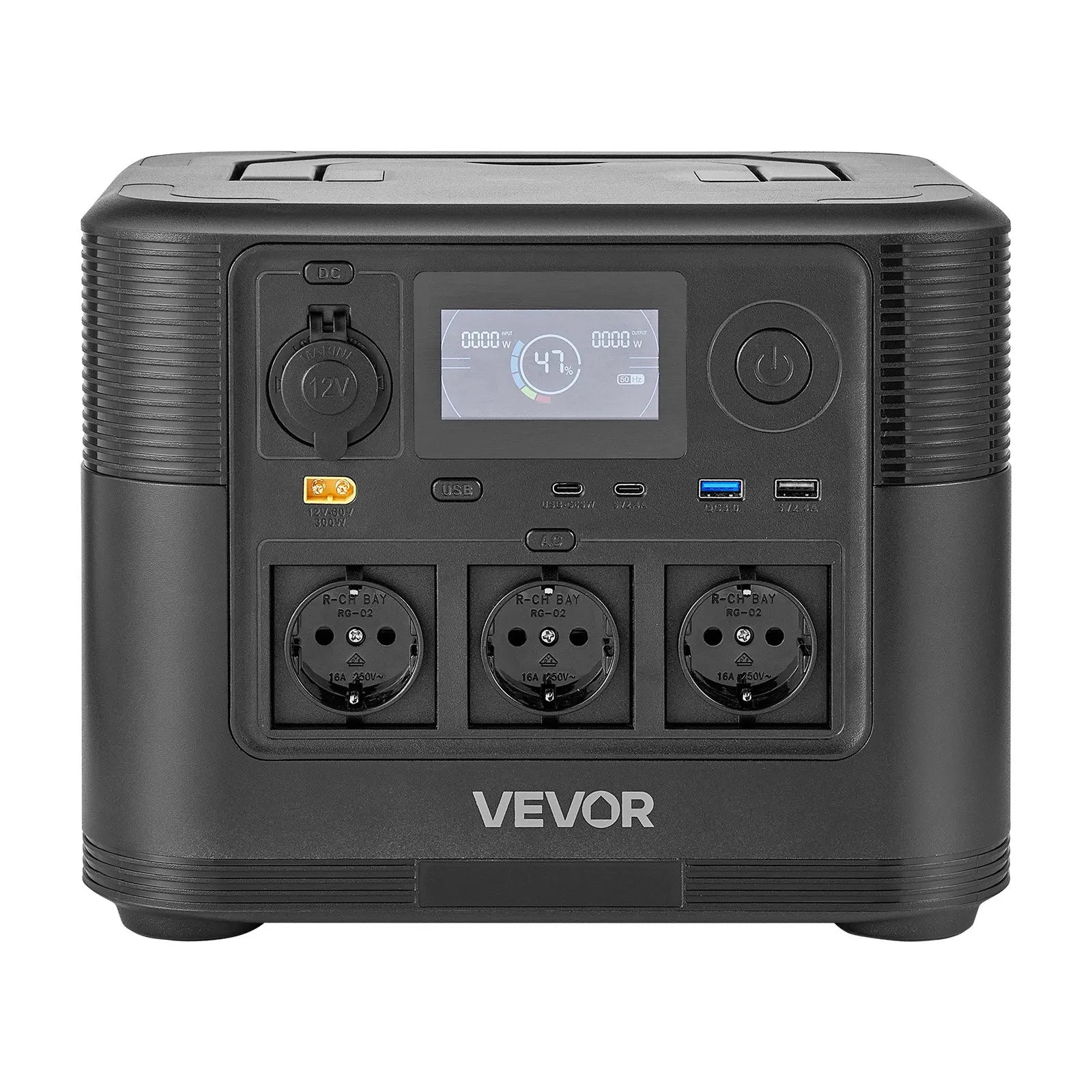 VEVOR pārnēsājama elektroenerģijas stacija 1200 W ar 806 Wh LiFePO4 akumulatoru, saules ģeneratora akumulatoru stacija ar 9 izejas portiem mājas avārijas barošanai, kempingam un RV ceļojumiem (saules panelis nav iekļauts)
