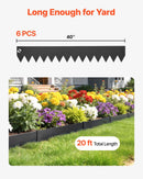 VEVOR cinkota tērauda dārza apmales, 6 gab., 1016 × 152 mm metāla zāliena apmales ar 6 stiprinājuma klipšiem, lokāmas dārza apmales puķu dobēm, pagalma celiņiem, melnas