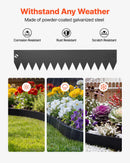 VEVOR cinkota tērauda dārza apmales, 6 gab., 1016 × 203 mm metāla apmales ainavu veidošanai ar 6 stiprinājuma klipšiem, lokāma metāla dārza apmale puķu dobēm, pagalma un celiņu norobežošanai, melna