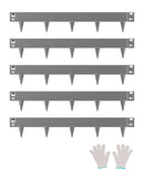 VEVOR tērauda dārza apmale, 5 gab., 990 × 76 mm pret koroziju izturīga metāla dārza apmale, lokāma zāliena un puķu dobju mala, izturīga ainavu apmale celiņiem un pagalmam, tumši pelēka