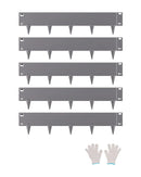 VEVOR tērauda dārza apmale, 5 gab., 990 × 127 mm pret koroziju izturīga metāla ainavu apmale, lokāma dārza apmales mala, izturīga zāliena apmale, viegli uzstādāma puķu dobju, pagalma un celiņu atdalīšanai, tumši pelēka