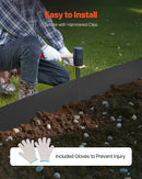 VEVOR tērauda dārza apmale, 6 gab., 1016 × 203 mm pret koroziju izturīga metāla ainavu apmale, lokāma dārza apmales mala, izturīga zāliena apmale, viegli uzstādāma puķu dobju, pagalma un celiņu atdalīšanai, melna