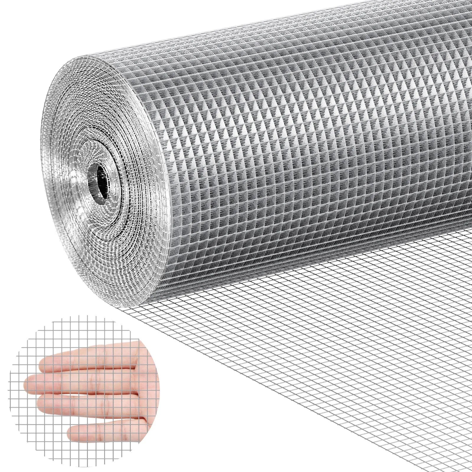 Cinkota metāla sieta rullis 0,64 cm × 91 cm × 30,5 m, 23 Gauge, karsti cinkots stieples tīkls trušu būriem, dārza un mazo grauzēju aizsardzībai