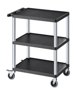VEVOR 3 plauktu lielas slodzes plastmasas servisa ratiņi, 136 kg, 70,1 × 46 cm, ar 360° grozāmiem riteņiem un bremzēm