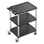 VEVOR 3 plauktu lielas slodzes plastmasas servisa ratiņi, 136 kg, 70,1 × 46 cm, ar 360° grozāmiem riteņiem un bremzēm