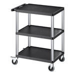 VEVOR 3 plauktu lielas slodzes plastmasas servisa ratiņi, 136 kg, 70,1 × 46 cm, ar 360° grozāmiem riteņiem un bremzēm