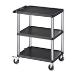VEVOR 3 plauktu lielas slodzes plastmasas servisa ratiņi, 136 kg, 70,1 × 46 cm, ar 360° grozāmiem riteņiem un bremzēm