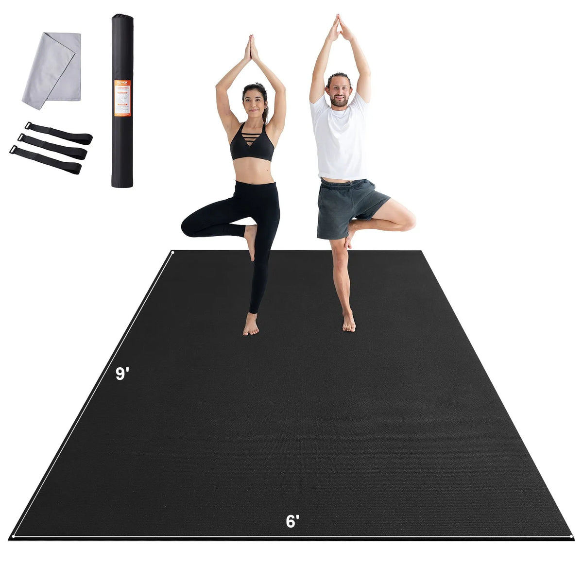 Vingrošanas paklājiņš – neslīdošs jogas paklājiņš trenažieru zālei, fitnesam, pilatēm un vingrinājumiem (274 × 183 cm)