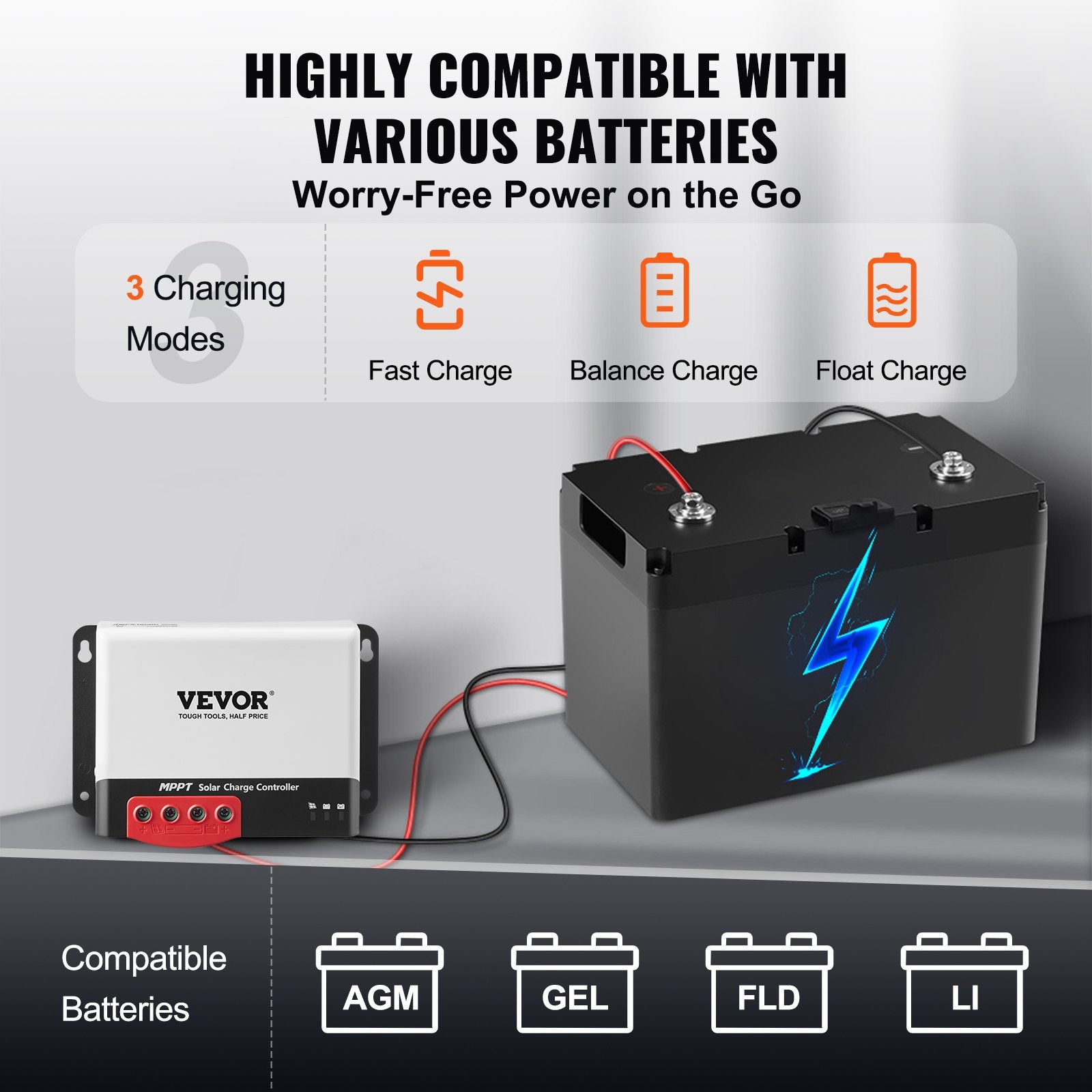VEVOR 30A MPPT saules uzlādes kontrolieris, 12V / 24V Auto DC ieeja, Saules paneļa regulators ar Bluetooth moduli, 98% uzlādes efektivitāte, piemērots AGM, Gel, Flooded un litija akumulatoru uzlādei