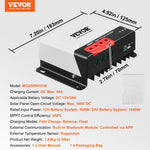 VEVOR 40A MPPT Solar Charge Controller, 12V/24V Auto DC input, Solar Panel Controller with Bluetooth module, 98% charge efficiency, suitable for AGM, Gel, Flooded and Lithium batteries